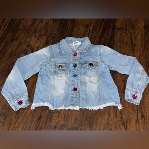 Lola + The Boys Sequin Eye Denim Jacket Size 6